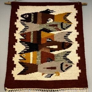 Handwoven Fish Pattern Wool Wall Hanging